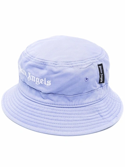 Palm Angels Logo-embroidered Bucket Hat In Purple