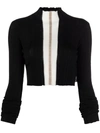 Palm Angels Woman Black Crop Sweater With Contrast Stripe In Black