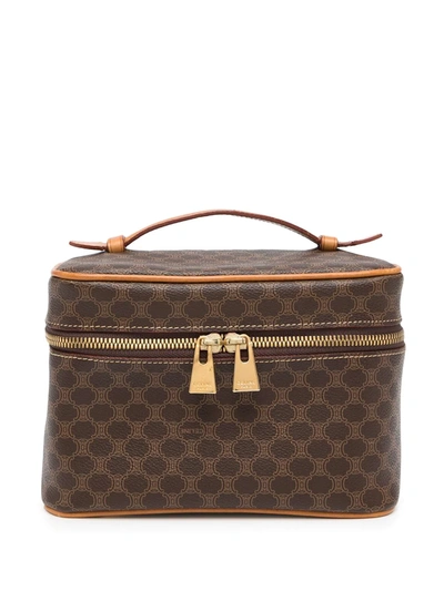 Pre-owned Celine 1990s  Macadam Cosmetic Bag In Brown