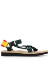Suicoke Depa-cab Touch-strap Sandals In Green