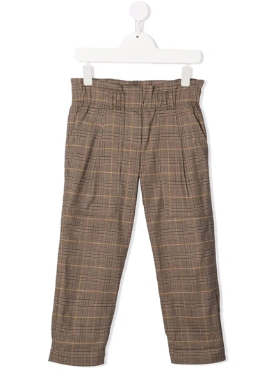 Brunello Cucinelli Plaid-check Straight Trousers In Brown