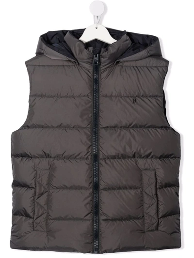 Herno Padded Teen Waistcoat With Logo In Grigio