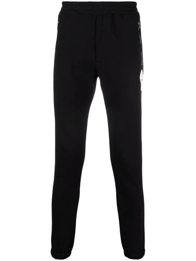 Alexander Mcqueen Logo-embroidered Track Pants In Darkest Black