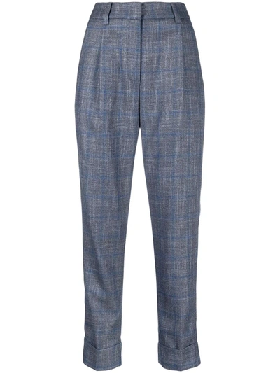 Peserico Tailored High-waist Trousers In Blue