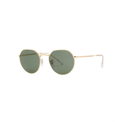 Ray Ban Jack Gold-tone Round-frame Sunglasses