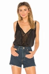 Superdown Sharone Lace Satin Bodysuit In Black