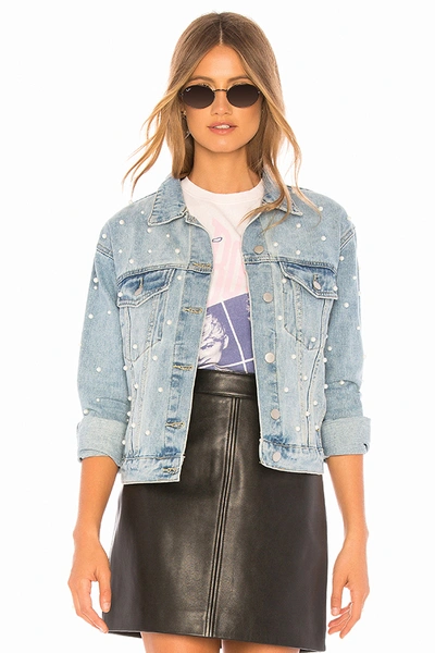 Superdown Pearl Denim Jacket In Light Blue Wash