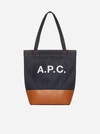 APC AXEL DENIM AND LEATHER SMALL TOTE BAG