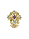 Dolce & Gabbana Pizzo Ring In Yellow Gold Filgree With Amethyst, Aquamarines, Peridots And Morganite In Gold