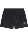 Balenciaga Rainbow Logo Elastic Waist Mesh Swim Shorts In Schwarz