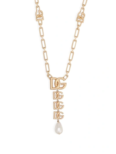 DOLCE & GABBANA DG-LOGO PEARL-EMBELLISHED NECKLACE