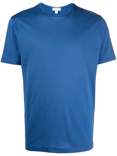 Sunspel Indigo-dyed Organic Cotton-jersey T-shirt In Blue
