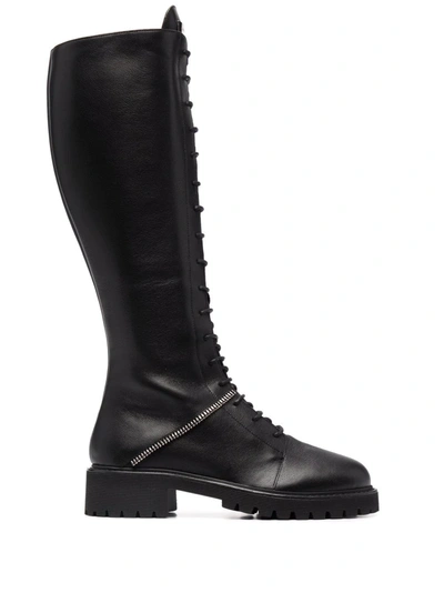 Giuseppe Zanotti Lace-up Leather Boots In Black