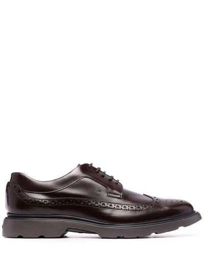 Hogan Lace-up Leather Brogues In Braun