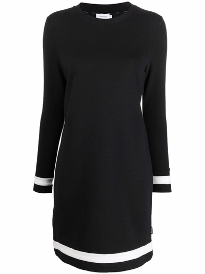Calvin Klein Stripe-detail Jumper Dress In Schwarz