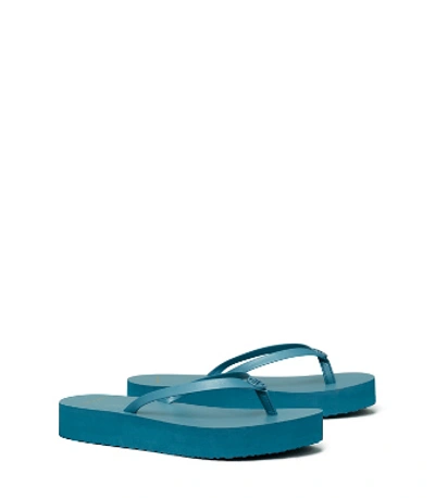 Tory Burch Flatform Flip-flop In Brisk Blue / Brisk Blue