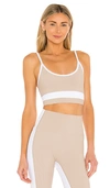 Beach Riot Eva Top In Tan White In Taupe & White