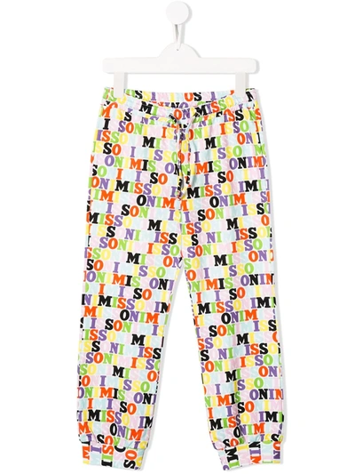 Missoni Kids' All Over Logo Trousers In White