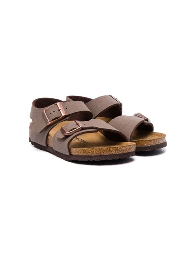 Birkenstock Kids' Buckle-fastening Leather Sandals In Brown