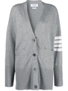 Thom Browne Oversized 4-bar Stripe Cardigan In Grey