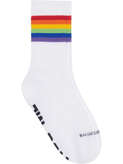Balenciaga Fetish Rainbow-intarsia Socks In White