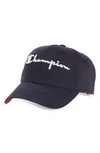 Champion Classic Script Baseball Cap In Navy