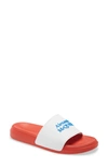 Alexander Mcqueen Hybrid Logo Slide Sandal In Orange/ White/ Blue