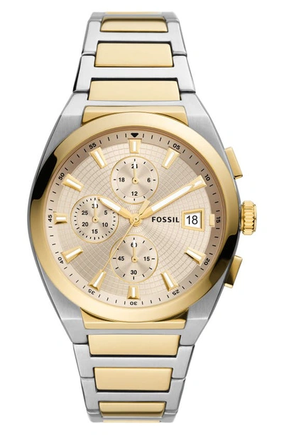 Fossil Everett Chronograph Bracelet Watch, 42mm In Two Tone