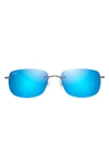 Maui Jim Ohai 59.5mm Polarized Rimless Rectangular Sunglasses In Gunmetal/ Blue Hawaii
