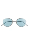 Prada Phantos 50mm Small Round Sunglasses In Silver/ Blue