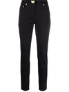 MOSCHINO TEDDY-PLAQUE SLIM-CUT TROUSERS