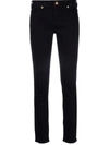 VERSACE JEANS COUTURE EMBROIDERED-LOGO SLIM-FIT JEANS