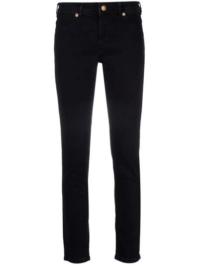 Versace Jeans Couture Embroidered-logo Slim-fit Jeans In Nero