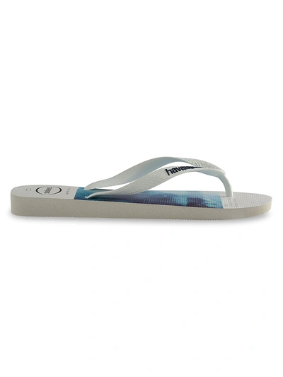 Havaianas Hype Thong Flip Flops In White Blue