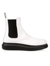 Alexander Mcqueen Platform Leather Chelsea Boots In Ivory Black