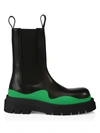 Bottega Veneta Contrast-sole Leather Tire Boots In Black Green