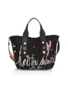 Christian Louboutin Small Frangibus Print Canvas Tote In Black Silver