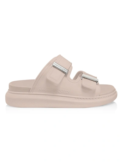 Alexander Mcqueen Pink Rubber Hybrid Slippers   Pink  Donna 40 In Tea Rose/silver