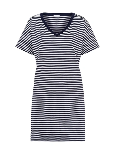 Hanro Laura Striped Cotton-blend Jersey Nightdress In Midnight Stripe
