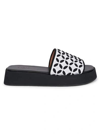 Alaïa Textural Mule Sandals In Noir Blanc