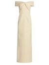 Teri Jon Metallic Off-the-shoulder Gown In Gold
