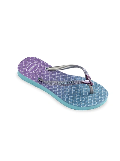 Havaianas Babies' Little Girl's & Girl's Mermaid Glitter Flip Flops In Glitter Blue