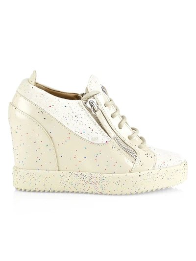 Giuseppe Zanotti Gommalamay Glitter Wedge Sneakers In White Multi