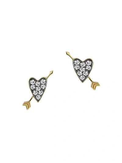 Sorellina Women's 18k Yellow Gold & Diamond Heart & Arrow Stud Earrings