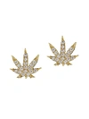 Sorellina Women's 18k Yellow Gold & Diamond Cannabis Stud Earrings
