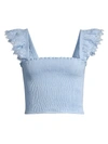 Peixoto Mariel Smocked Tank Top In Cotton Blue