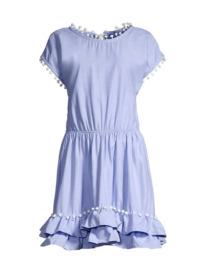 Peixoto Nissi Pom-pom Dress Swim Cover-up In Sky Blue