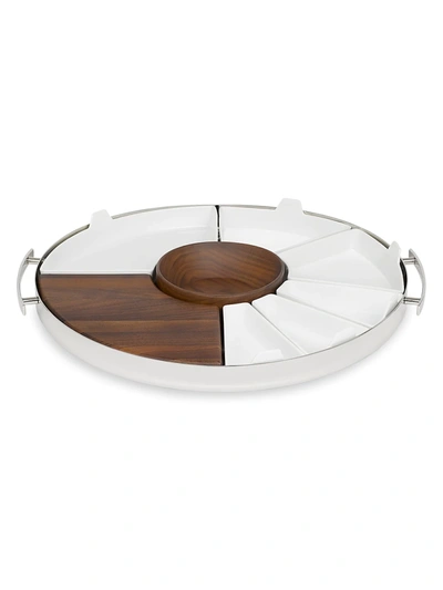 Christofle Mood Stainless Steel, Walnut & Porcelain 10-piece Party Tray In Multi