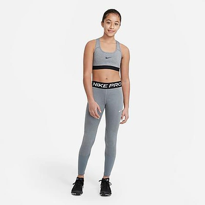 Nike Girls' Pro Leggings In Carbon Heather/white