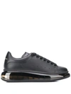 ALEXANDER MCQUEEN WOMAN BLACK OVERSIZE SNEAKERS WITH TRANSPARENT SOLE,611698-WHX98 1000